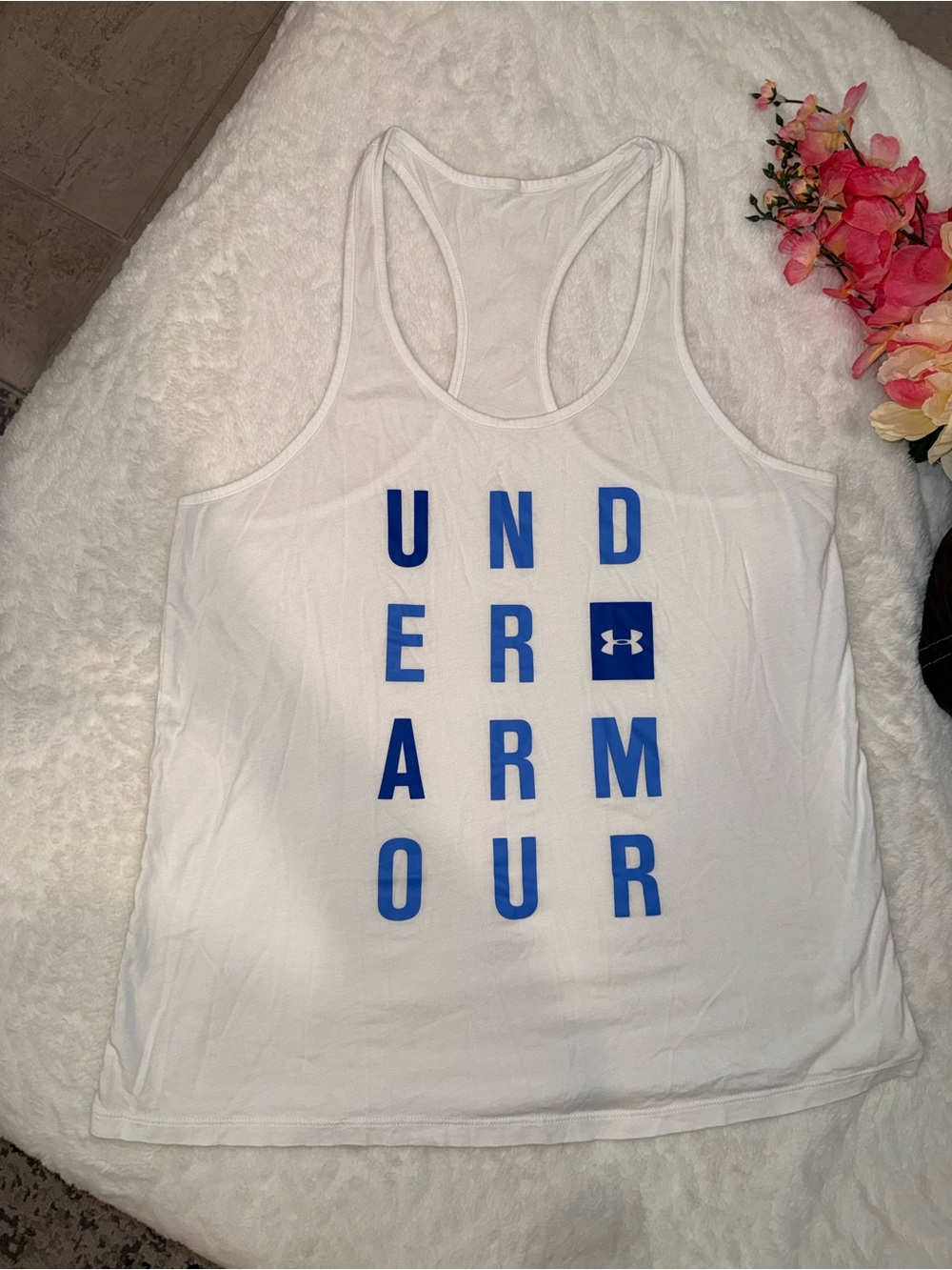 3 x 20$ Under Armour White Tank Top with Blue Logo Size S